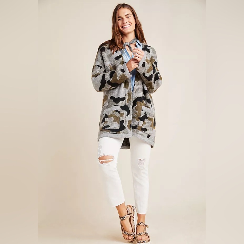 Anthropology Camo Cardigan
